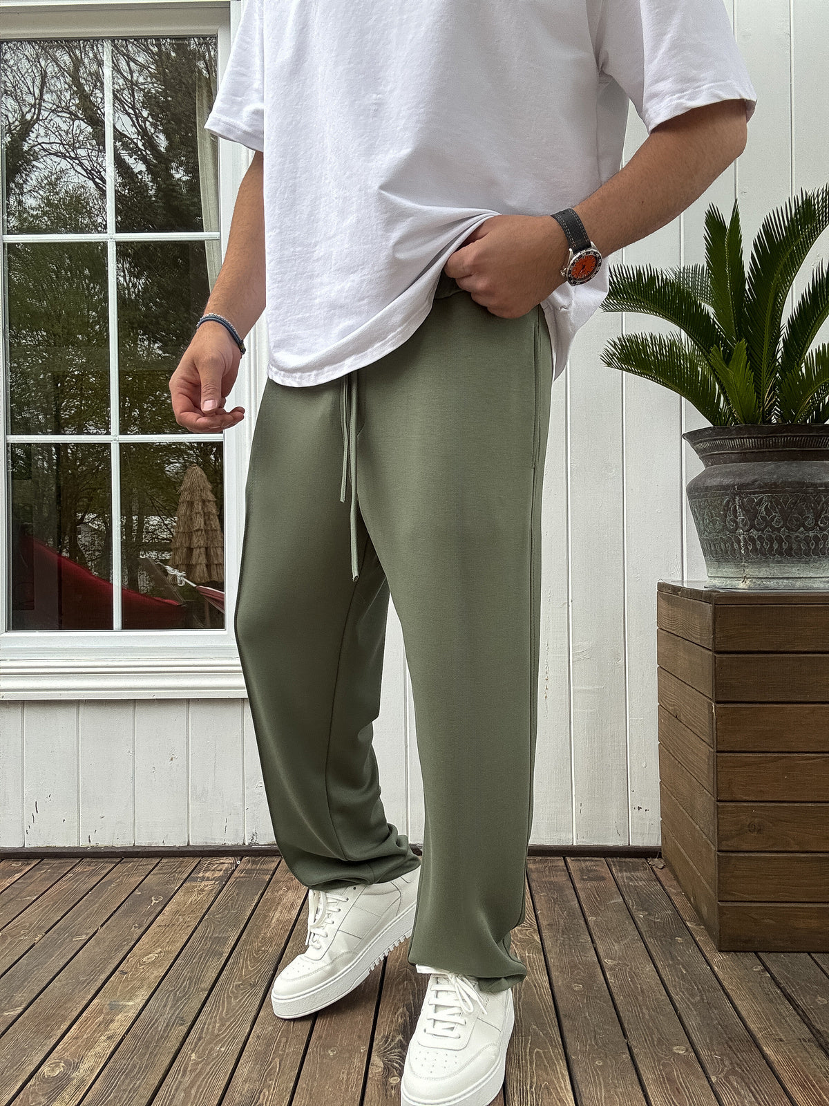 Army-Green Basic Summer Sweatpants