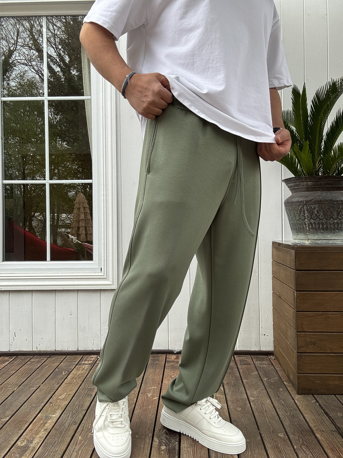 Army-Green Basic Summer Sweatpants