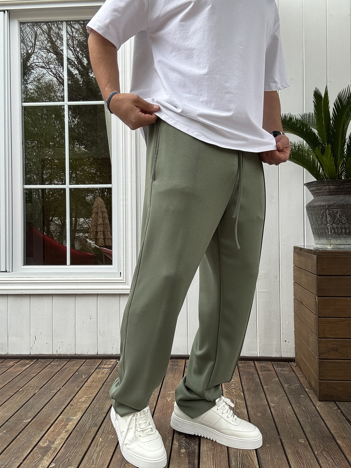 Army-Green Basic Summer Sweatpants