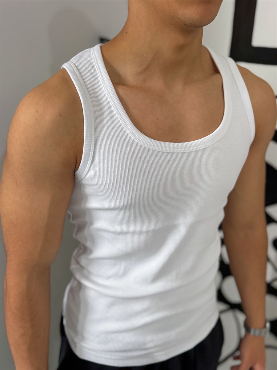 Ribbed Tank Top - White