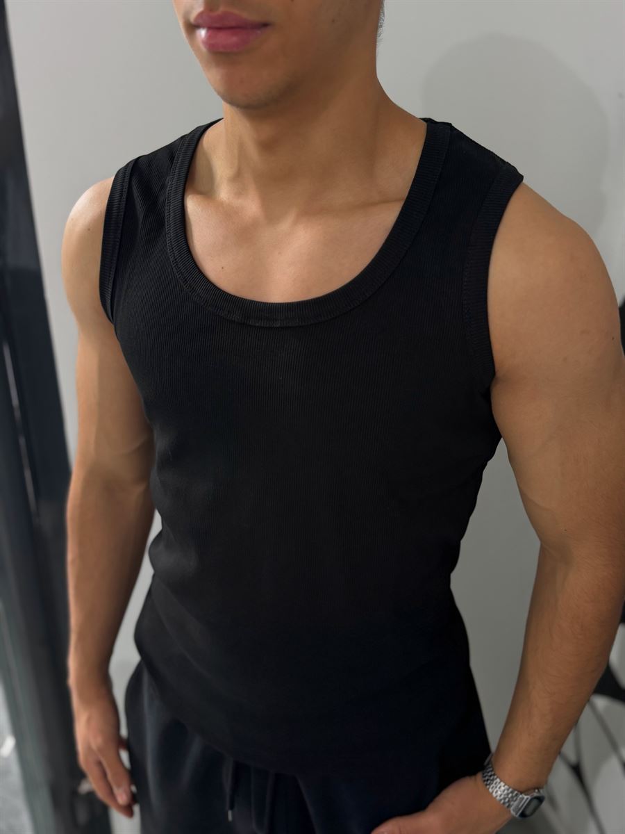 Ribbed Tank Top - Black