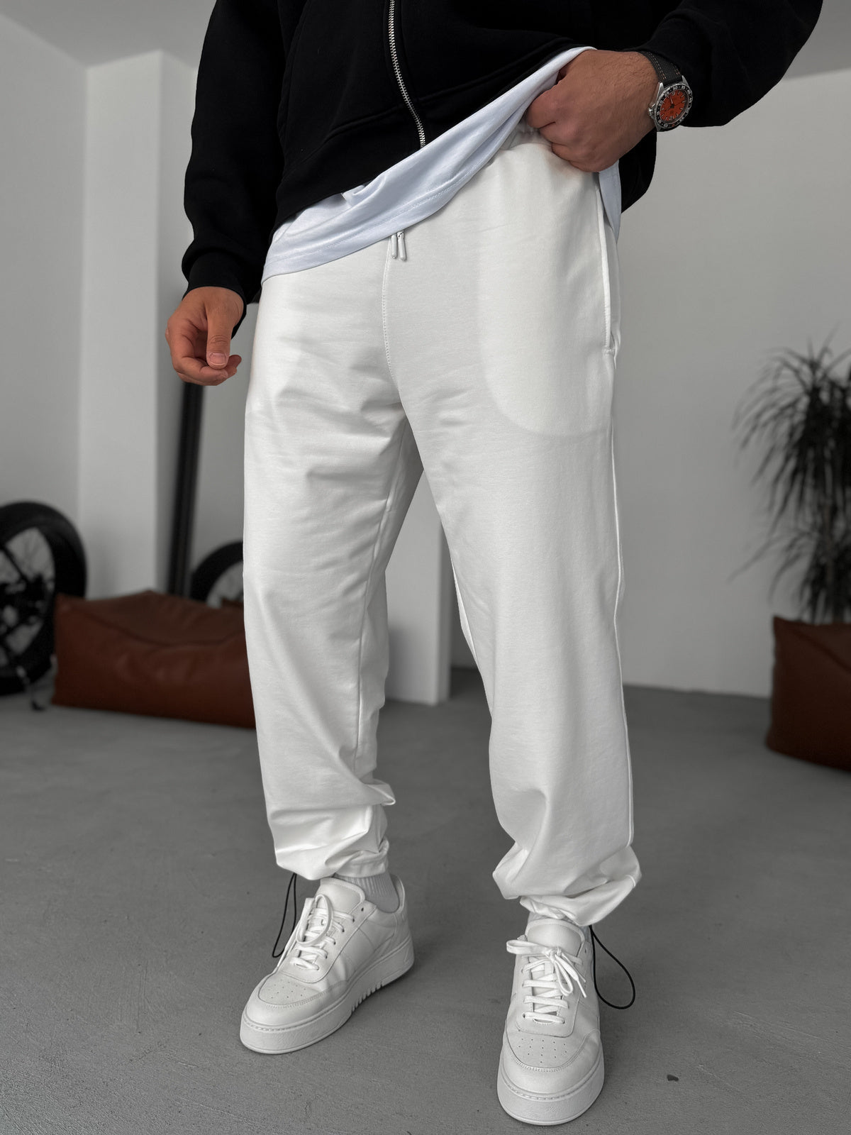 White Basic Summer Sweatpants