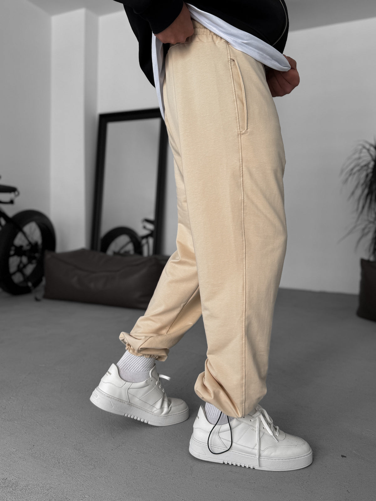 Beige Basic Summer Sweatpants