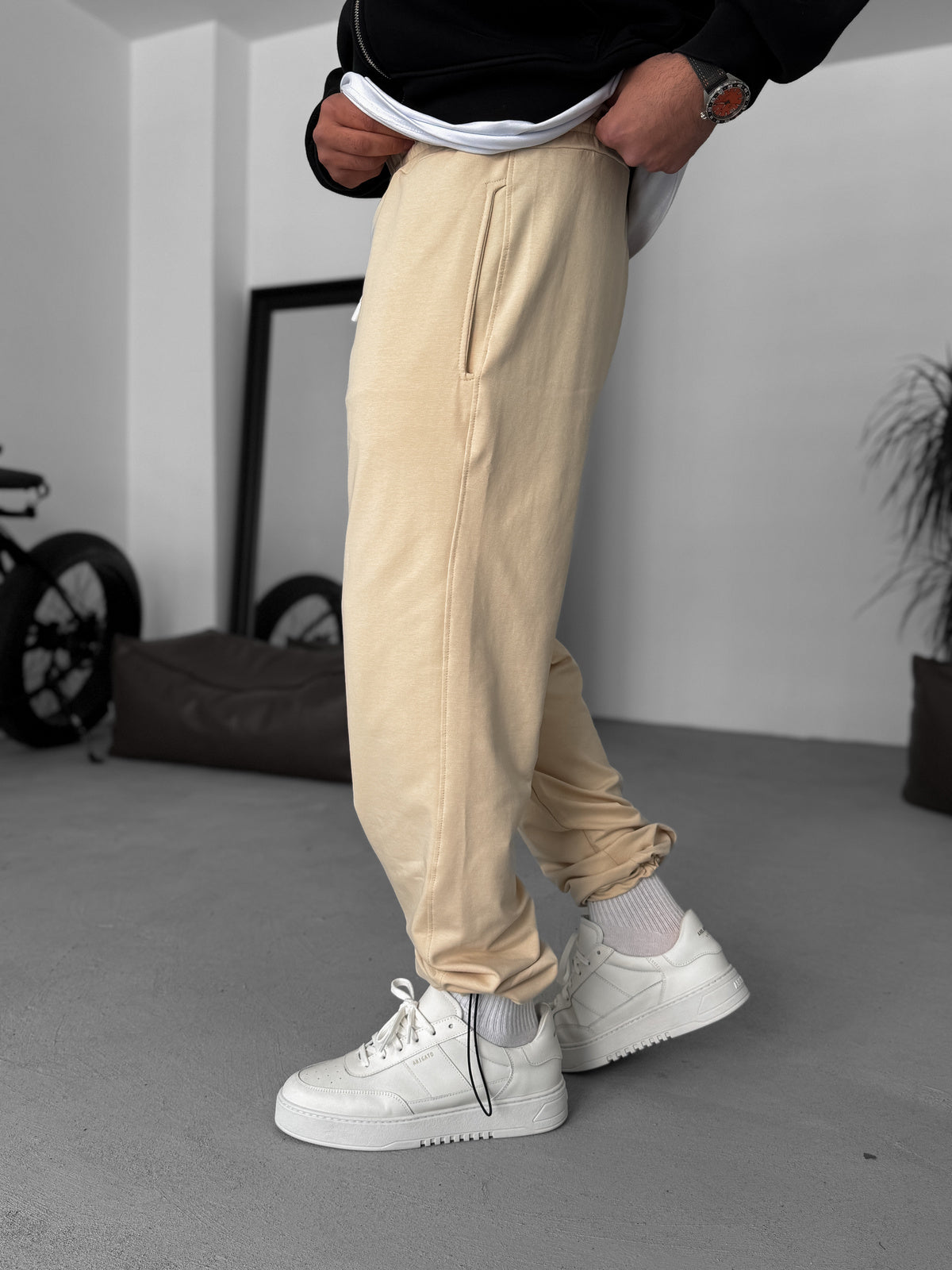 Beige Basic Summer Sweatpants