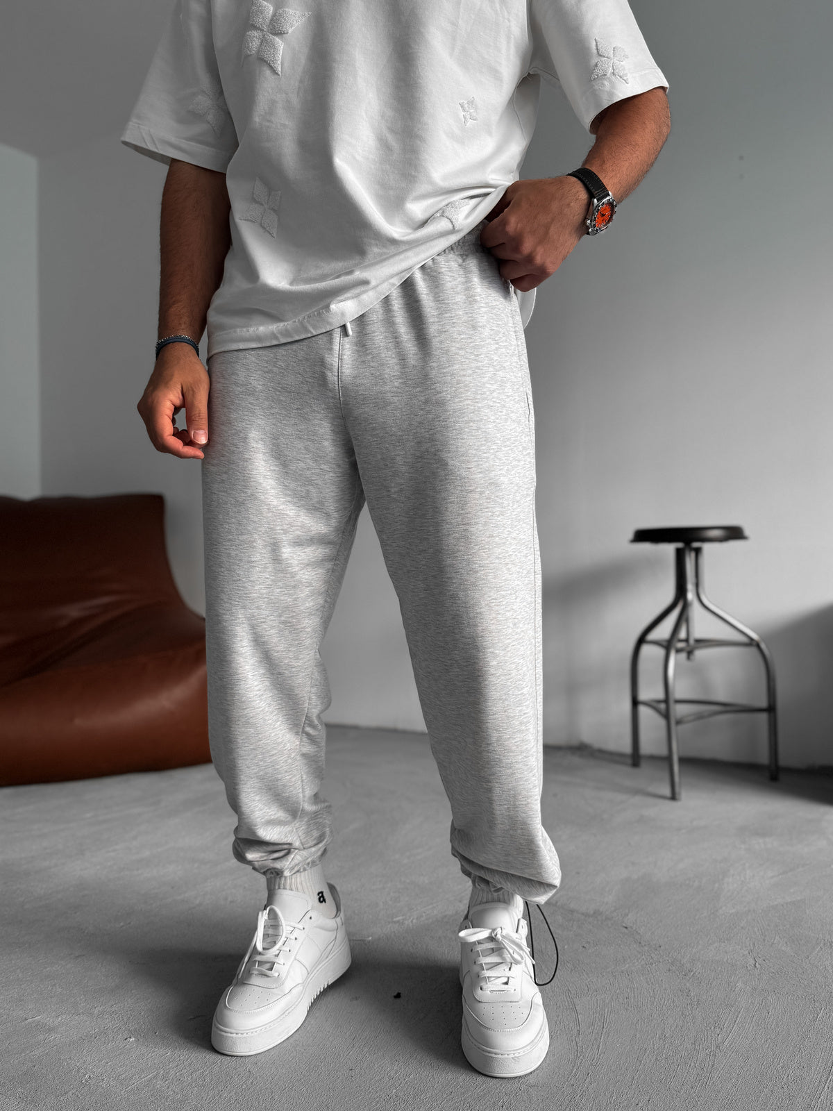 Premium Light-Gray Basic Summer Sweatpants