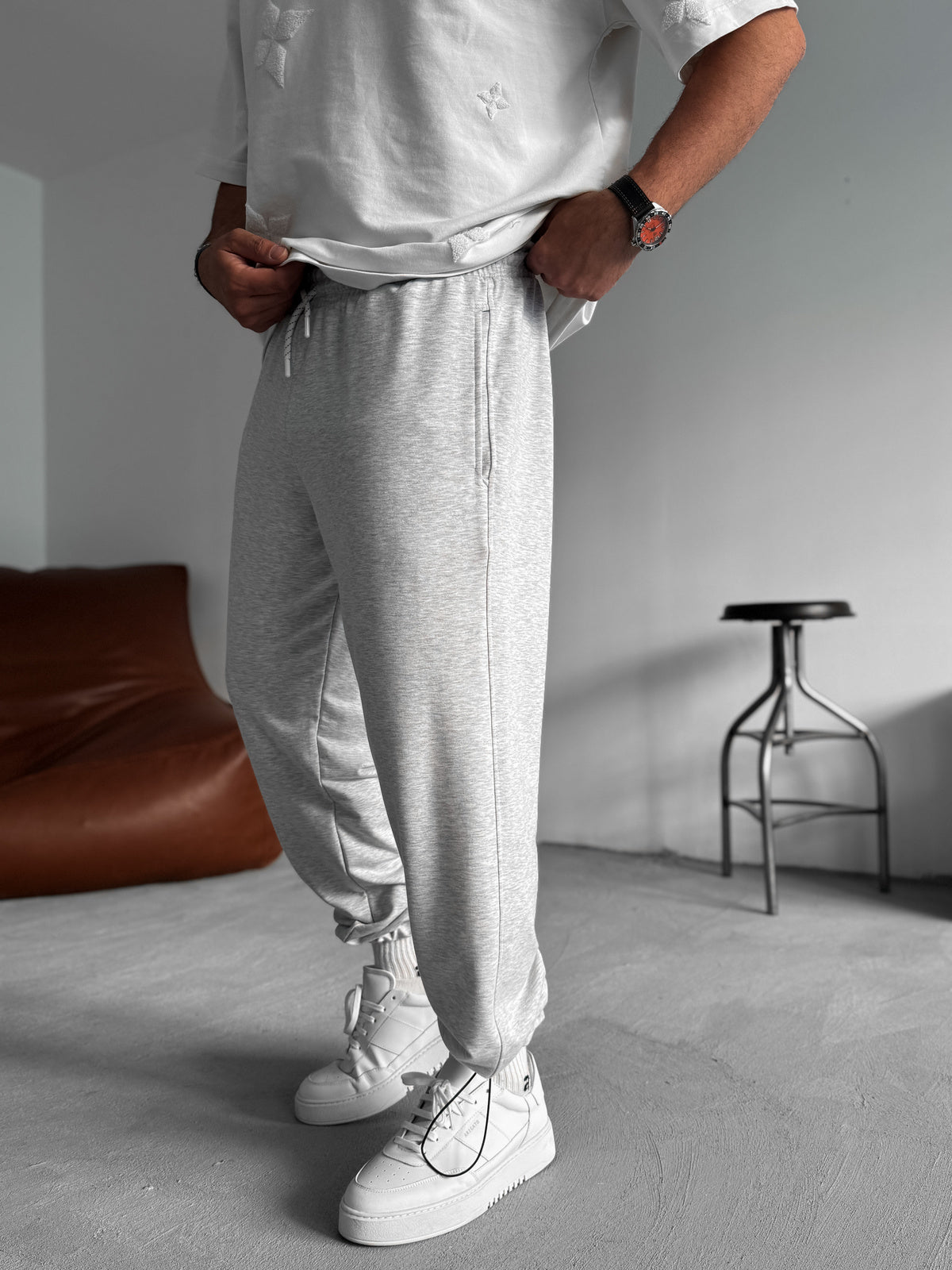 Premium Light-Gray Basic Summer Sweatpants
