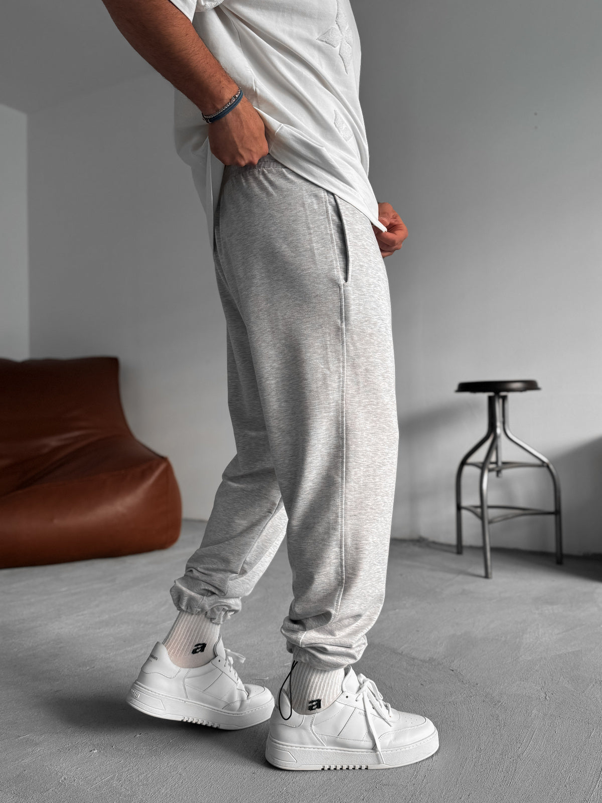 Premium Light-Gray Basic Summer Sweatpants