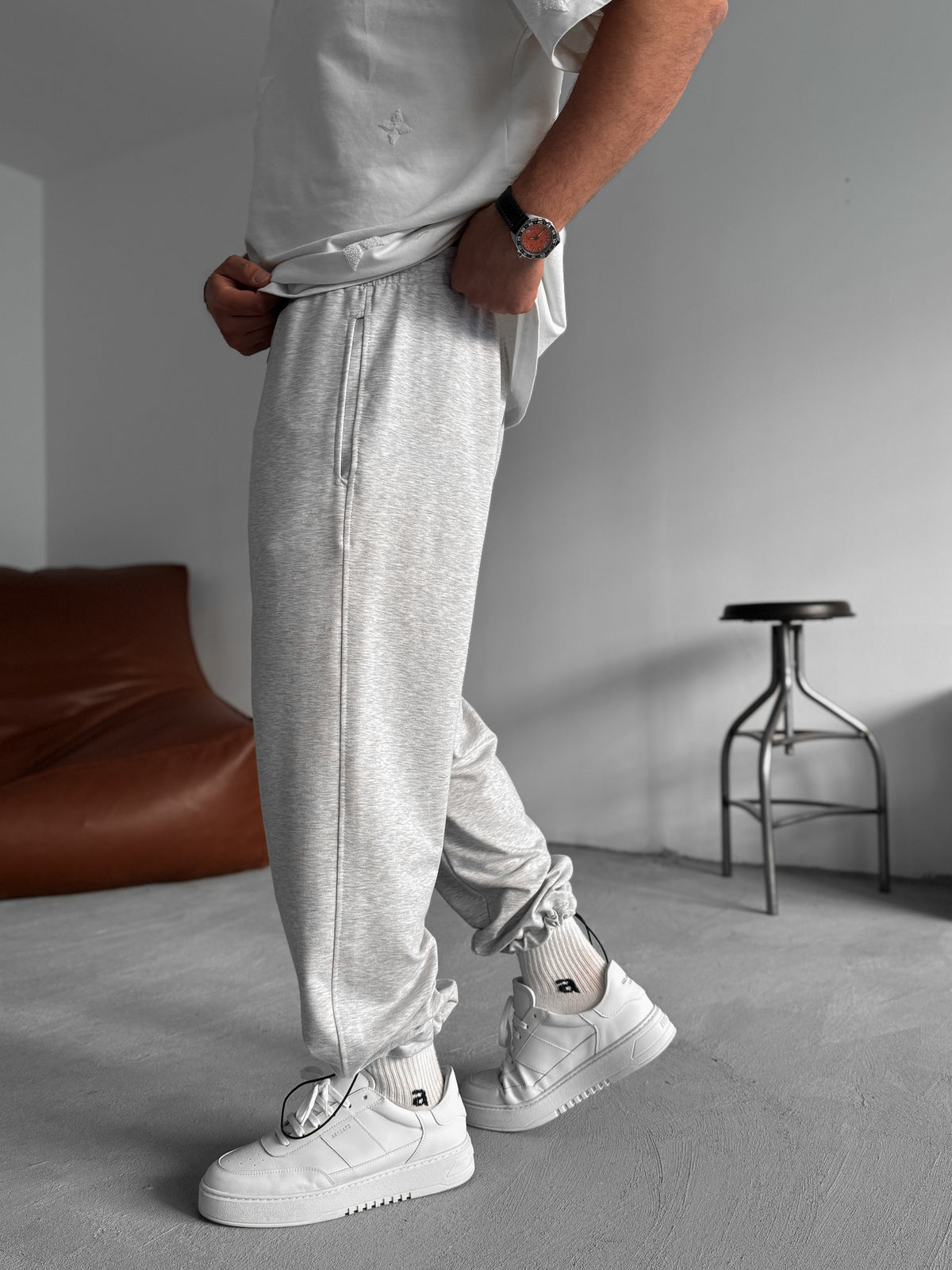Premium Light-Gray Basic Summer Sweatpants