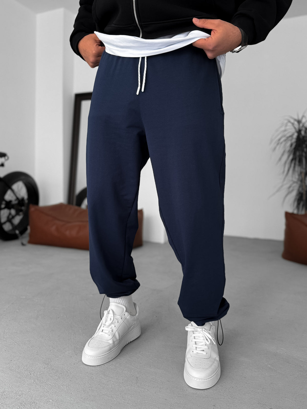 Navy-Blue Basic Summer Sweatpants