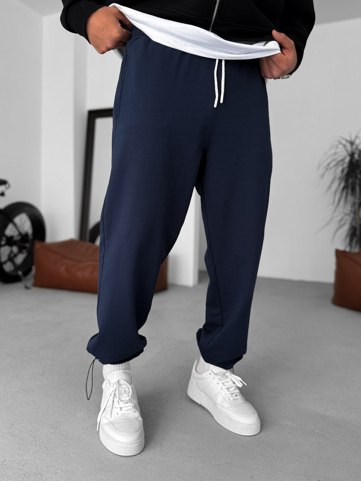 Navy-Blue Basic Summer Sweatpants