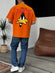 Orange "What's the duck" printed Oversize T-Shirt - Broek