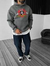 Smoked "that's-all-folks" Printed Oversize Hoodie Broek