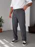 Wide Leg Chino Trousers - Dark Grey