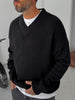 Premium Knitted V-Neck Sweater - Black