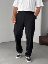 Wide Leg Chino Trousers - Black