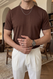 Dark Brown Regular Fit T-Shirt