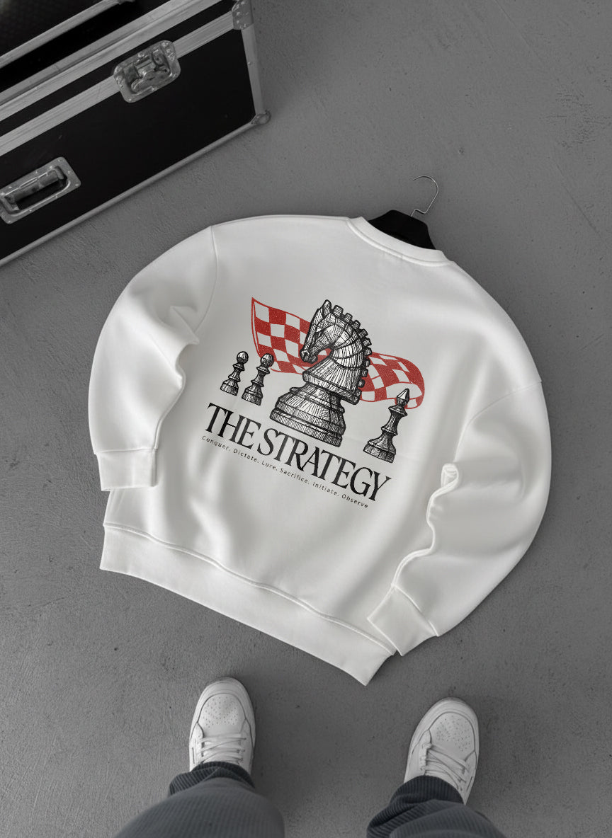 The Strategy Chess Crewneck - White Broek