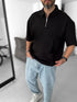 Black Basic Half Zipper T-Shirt - Broek
