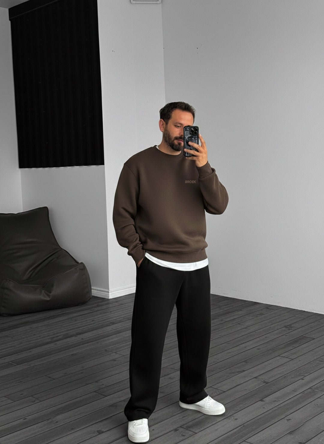 Oversized Crewneck Sweatshirt - Brown Broek