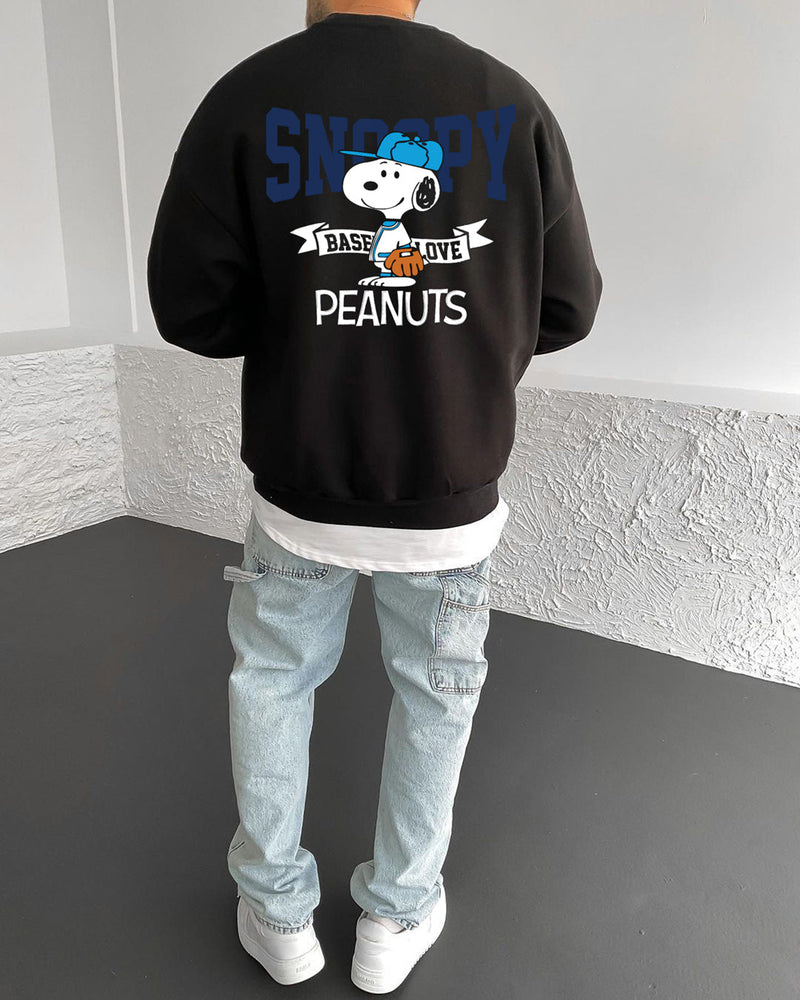 Black "snoopy" Printed Oversize Sweatshirt