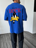 Royal Blue "What's the duck" printed Oversize T-Shirt - Broek