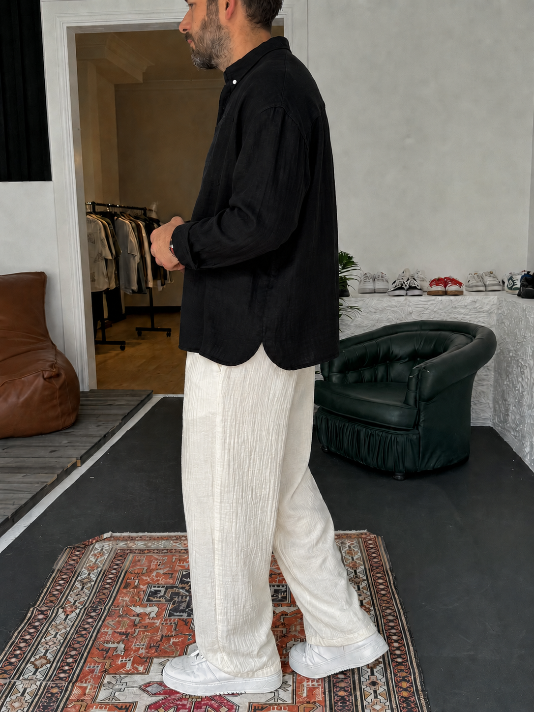 Pure Linen Black Shirt