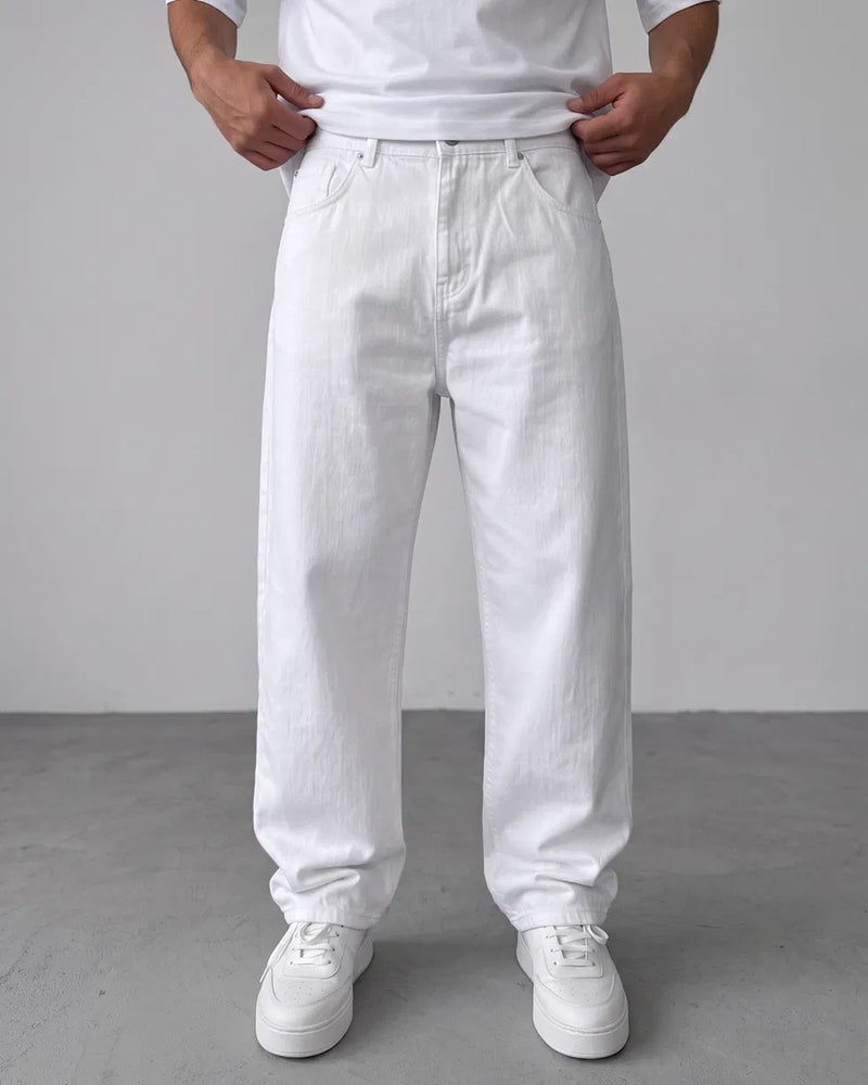 White Relaxed Fit Denim Jeans