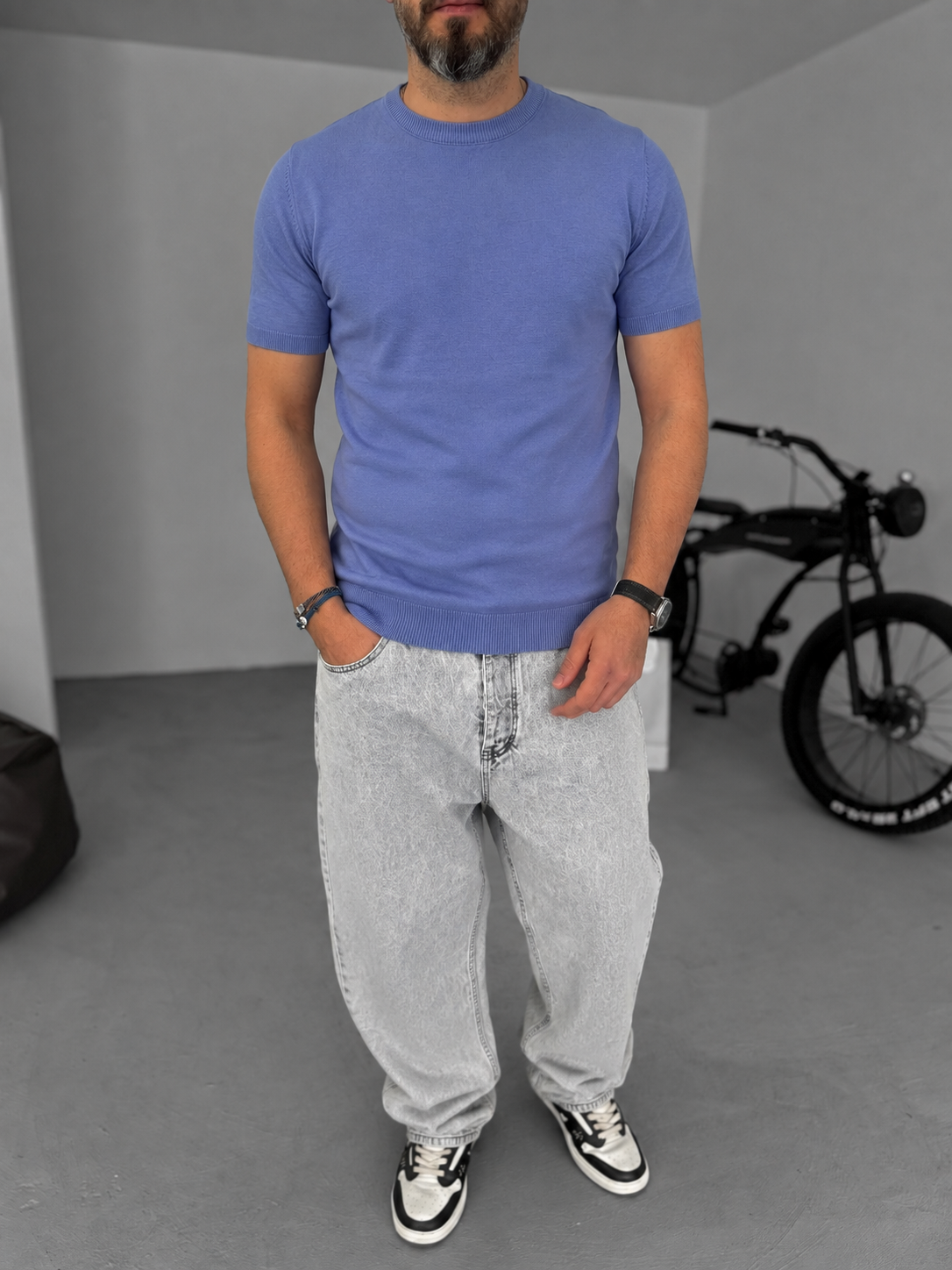 Dark Purple Crewneck Knitted Tee