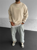 Beige "12:12" Printed Oversize Sweatshirt - Broek