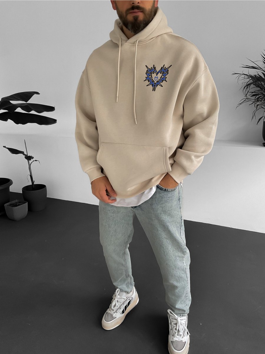Beige "Affection" Printed Oversize Hoodie - Broek