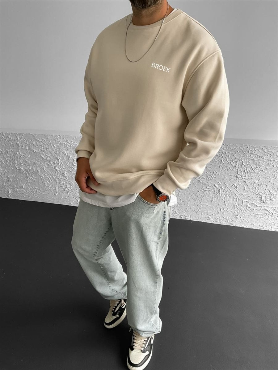 Beige "Break" Printed Oversize Sweatshirt - Broek