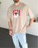 Beige "Eagle" Printed Oversize T-Shirt - Broek