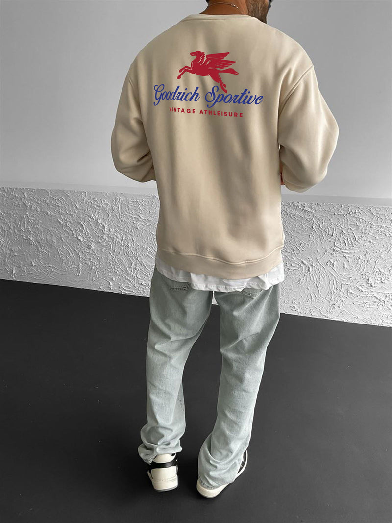 Beige "Good Rich" Printed Oversize Sweatshirt