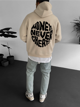 Beige "Money Integrity" Printed Oversize Hoodie - Broek