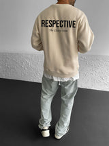 Beige "Respective " Printed Oversize Sweatshirt - Broek