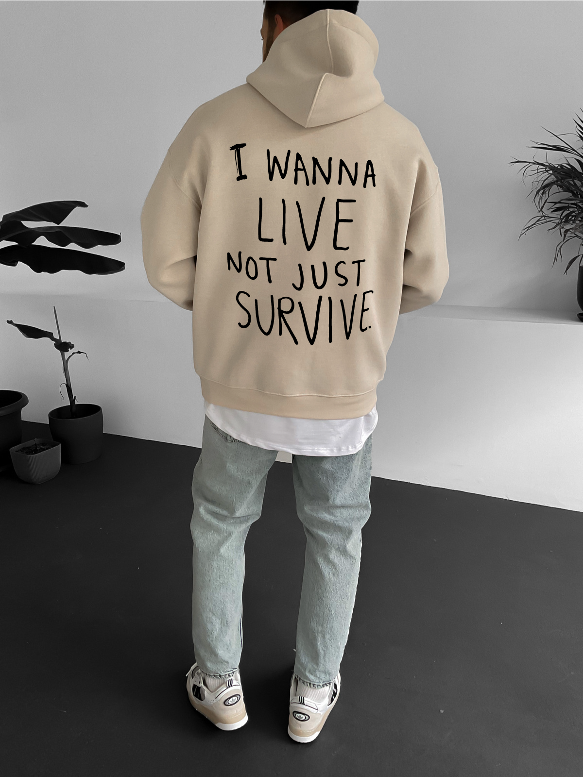 Beige "Vibrant" Printed Oversize Hoodie - Broek