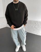 Black "12:12" Printed Oversize Sweatshirt - Broek