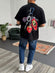 Black "777" Printed Oversize T-Shirt - Broek