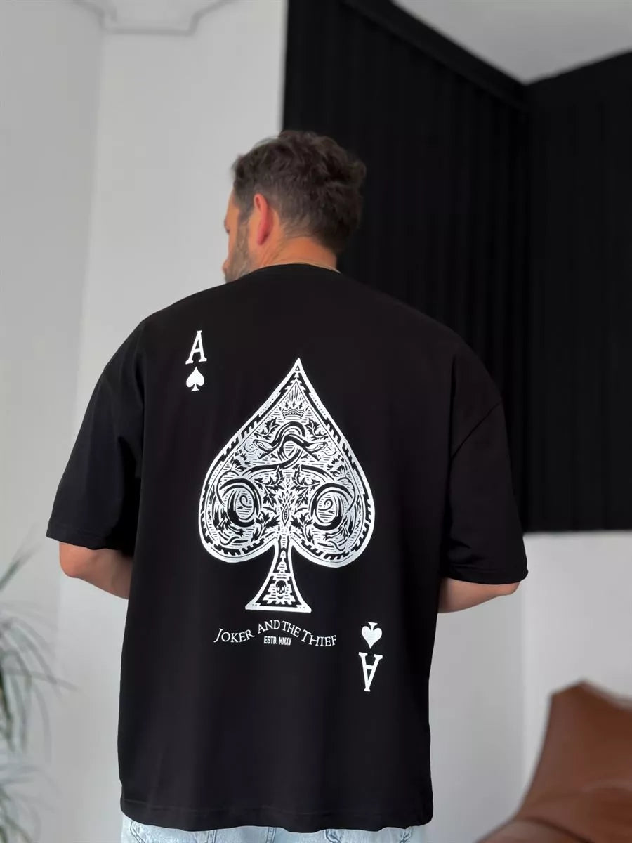 Black "Ace" Printed Oversize T-Shirt - Broek