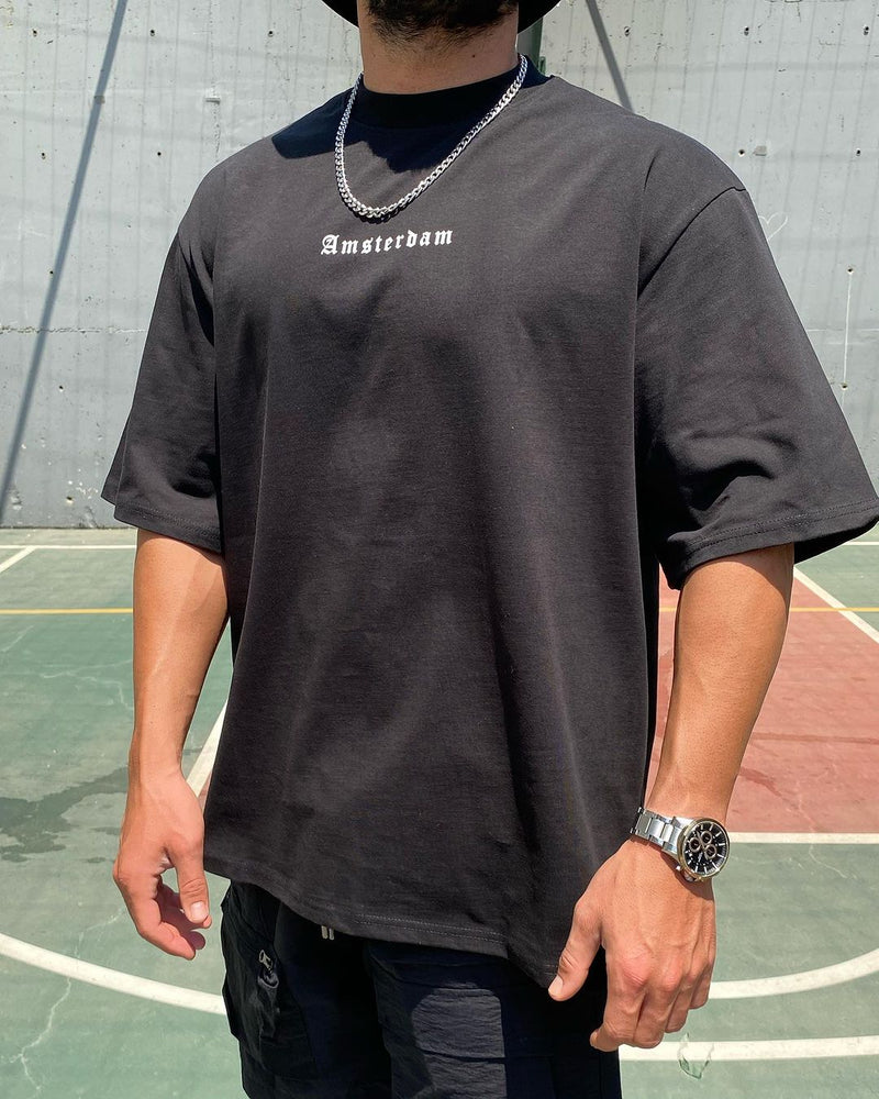 Black "Amsterdam" Printed Oversize T-Shirt