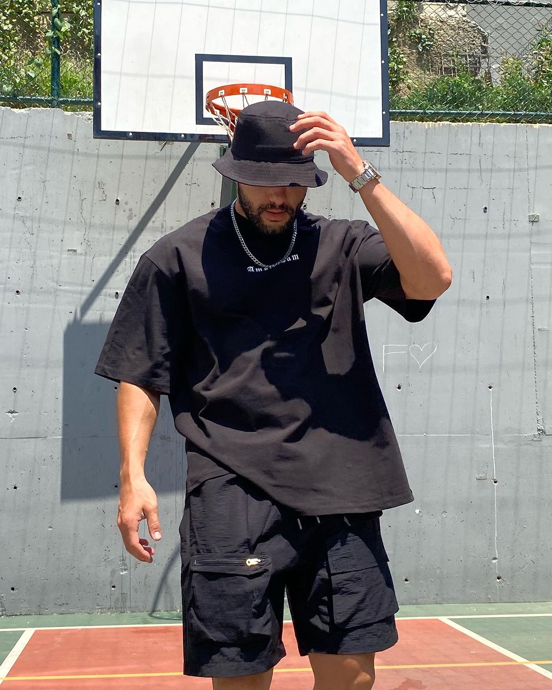 Black "Amsterdam" Printed Oversize T-Shirt - Broek