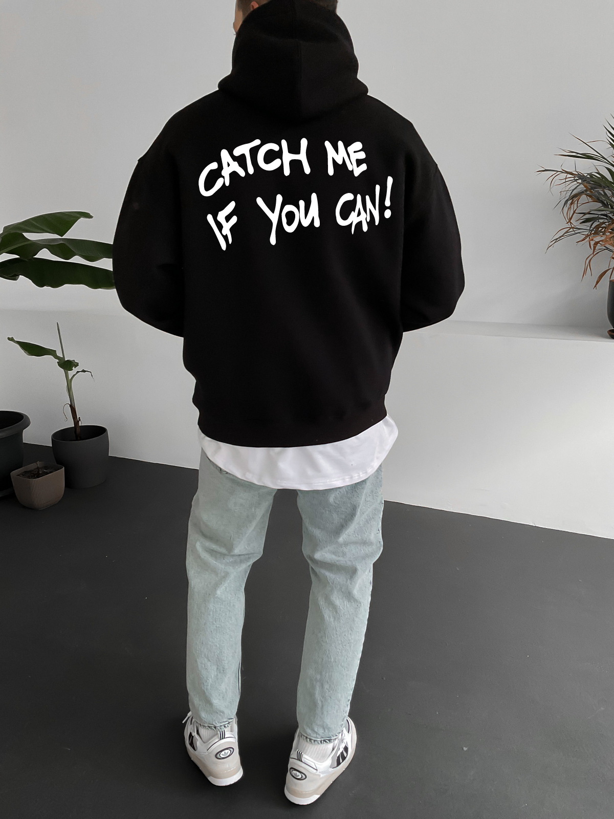 Black "Cat" Printed Oversize Hoodie - Broek