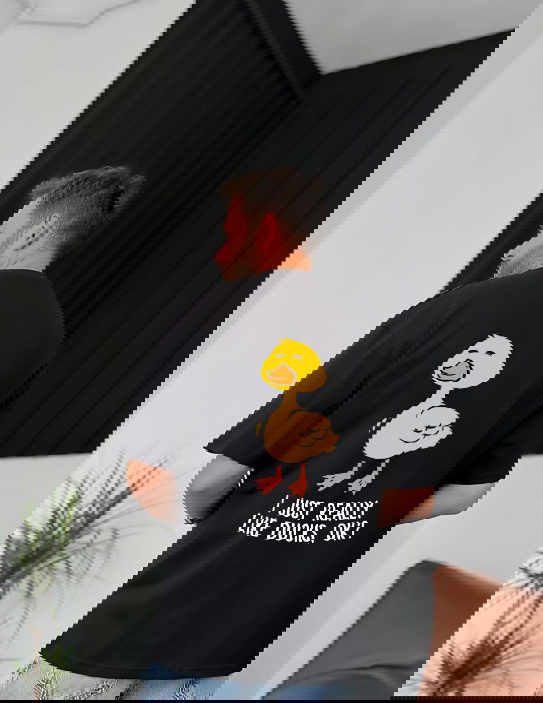 Black "Duck Lover" Printed Oversize T-Shirt - Broek