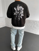 Black "Flower" Printed Oversize Sweatshirt - Broek