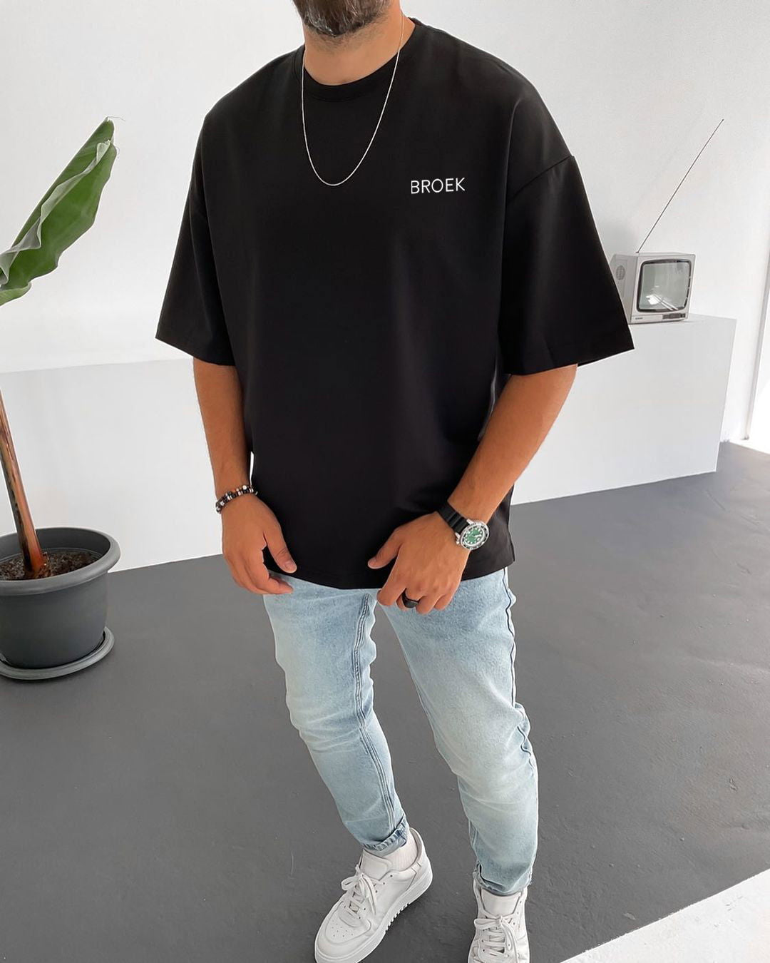Black "Life is short" Printed Oversize T-Shirt - Broek