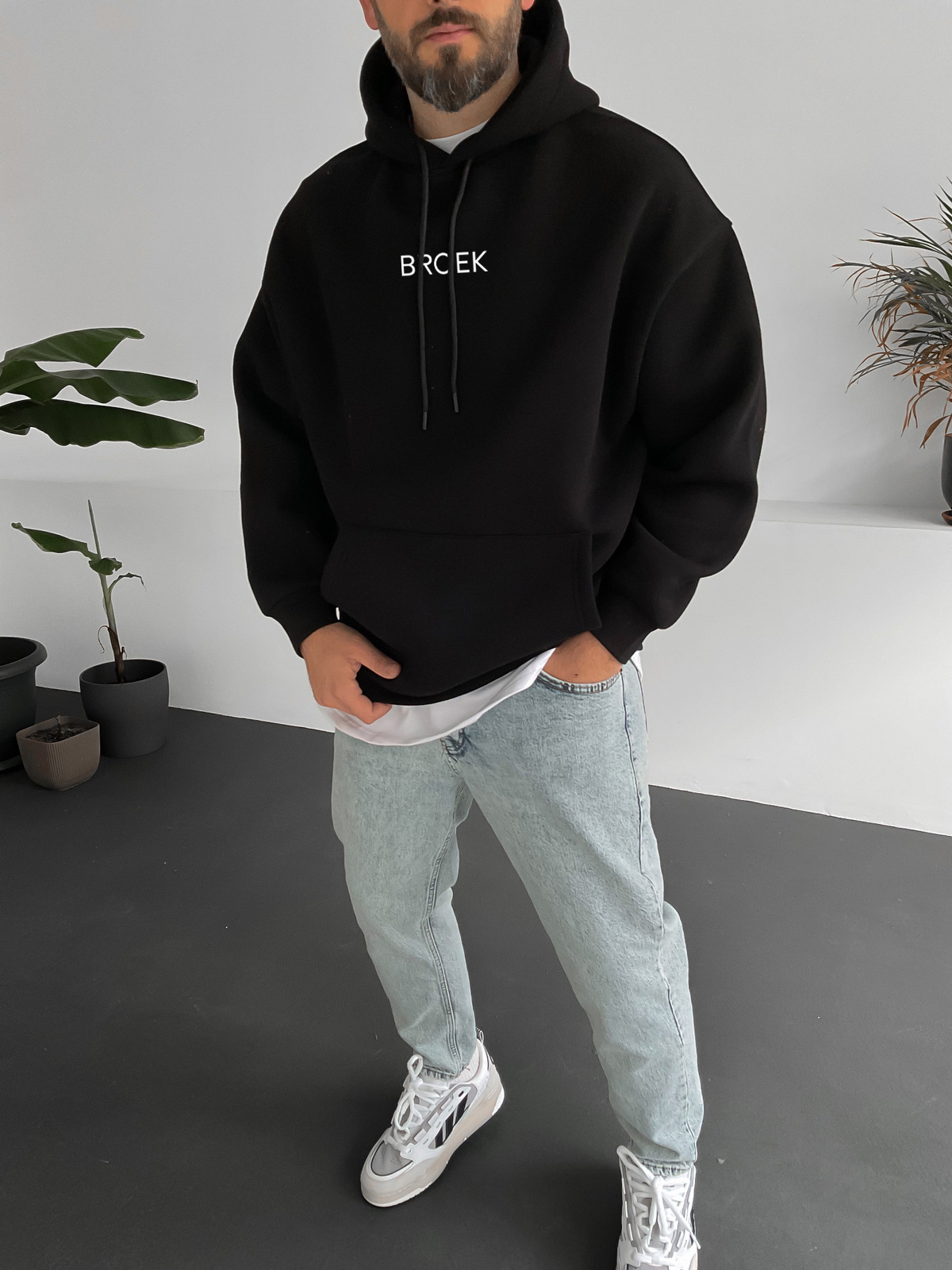 Black "Porsche" Printed Oversize Hoodie - Broek