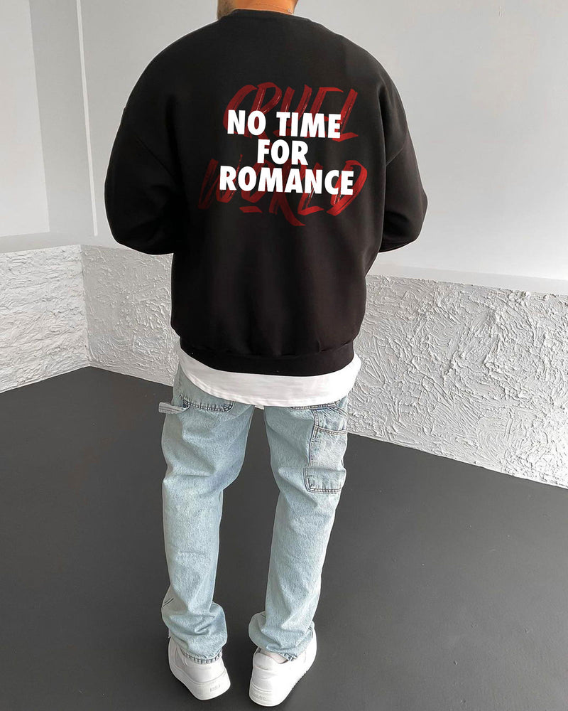 Black "Priority" Printed Oversize Sweatshirt