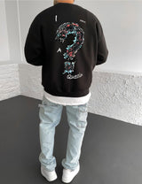 Black "Question" Printed Oversize Sweatshirt - Broek