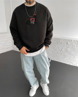 Black "Racing" Printed Oversize Sweatshirt - Broek