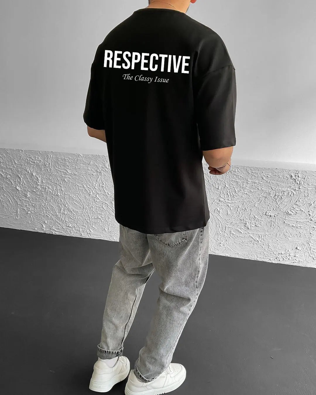Black Respective Printed Oversize T-Shirt - Broek